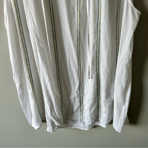 CJ Banks Green Floral Embroidered Tank Top Size 2X Boho Coastal Festival - Picture 3 of 13